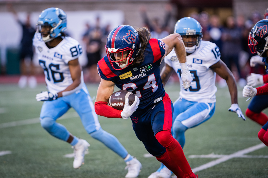 Marc-Antoine Dequoy alerte ses coéquipiers avant d’affronter les Argonauts